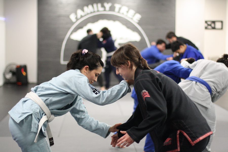 Members drilling jiu jitsu grips at Family Tree